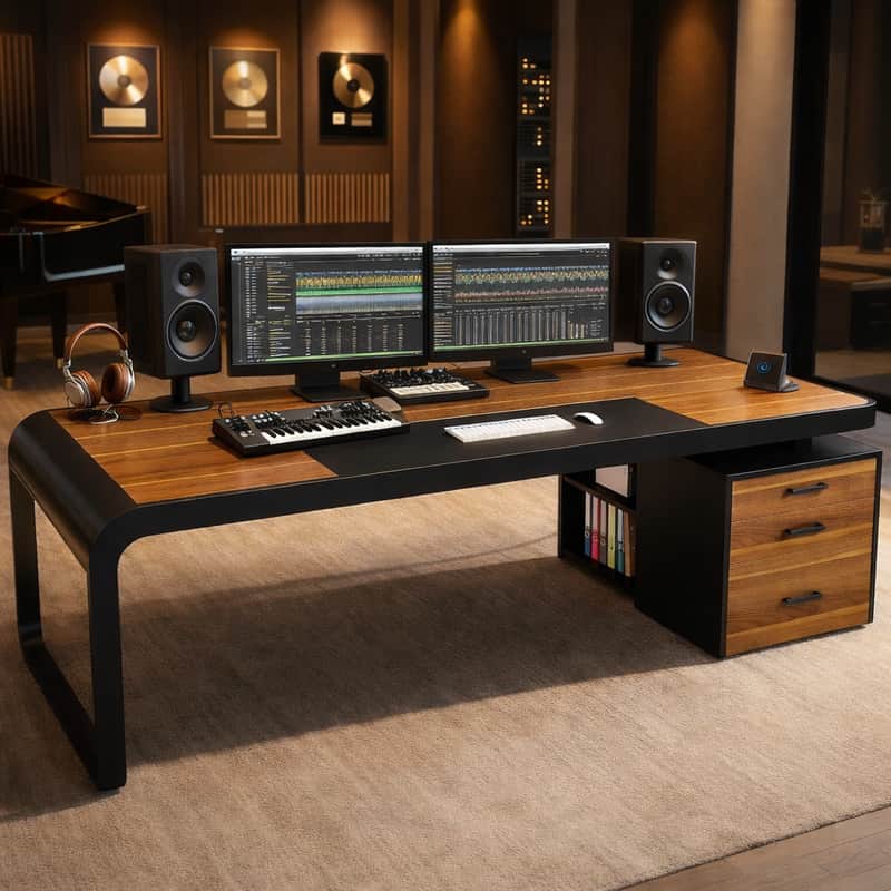 70.9" Executive Music Production Desk – Luxury Studio Command Workstation image 1