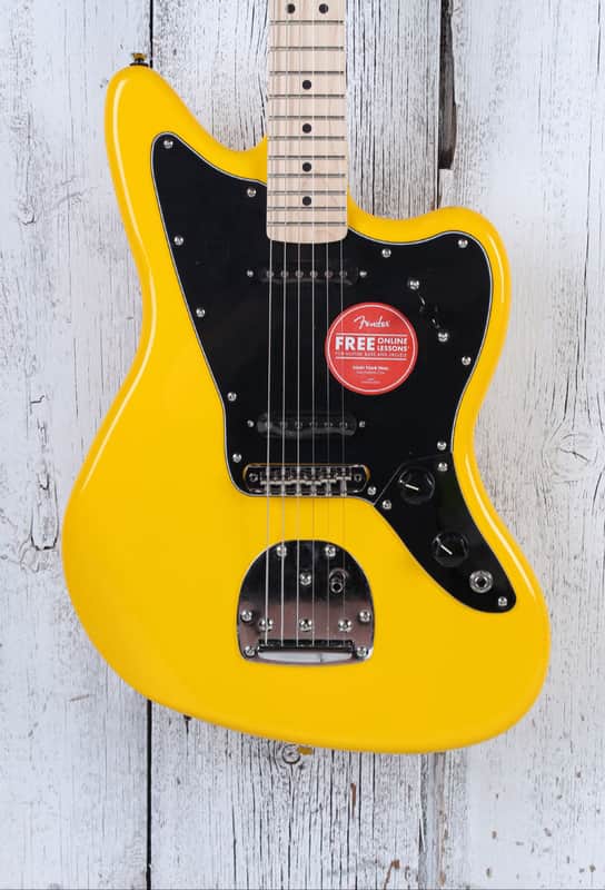 Fender Squier FSR Affinity Jaguar Electric Guitar Graffiti Yellow Finish image 1