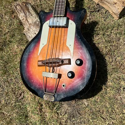Vintage Airline Pocket Bass Guitar 1960’s - Sunburst Beat to H E Double Hockey Sticks and Ready to Roll! image 4