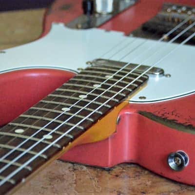 American Fender Telecaster Heavy Relic  Fiesta Red on Jade Green Metallic Custom Shop Pickups image 15