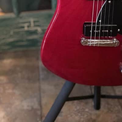 Squier Paranormal Strat-o-Sonic SS Electric Guitar in Transparent Crimson Red image 7
