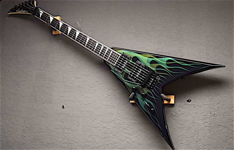 Jackson Left Handed USA KV2 King V 2017 Green Ghost Flames image 1