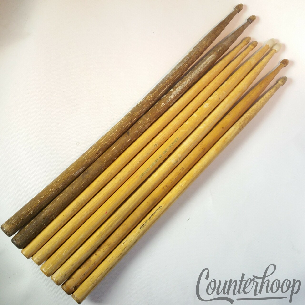Slingerland Vintage Misc Wood Drum Sticks 4x Sets Bobby Morris +Antique Dark — main photograph