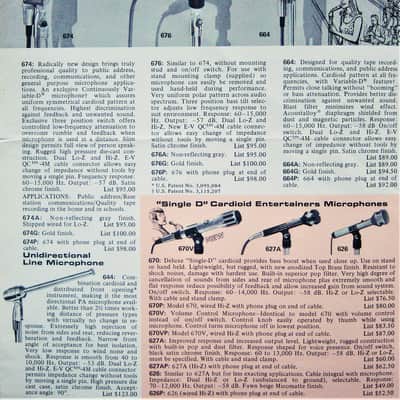Vintage 1960's Electro-Voice 674 / 676 Cardioid Dynamic Microphone Hi Z w accessories image 2