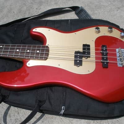 1997 Fender California Series Precision Bass Special USA - Candy Apple Red w Gold Guard - Clean! image 2