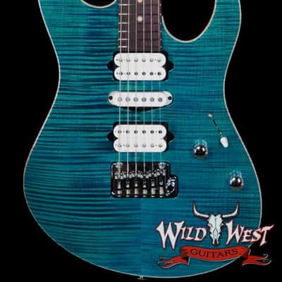 Suhr Custom Modern HSH Basswood Body with Flame Maple Top Roasted Maple Neck Trans Teal 6.80 lbs image 1