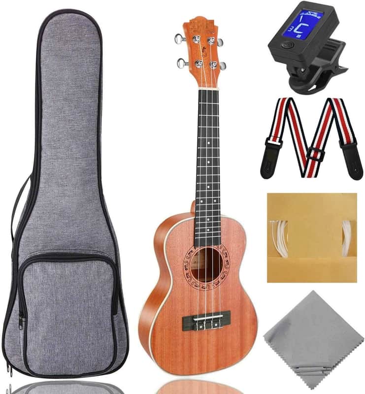 Tenor Ukulele 26 inch Wooden Professional ukelele Instrument Kit with 12 Online Lessons Small Hawaiian Guitar ukalalee Starter Pack Bundle Ukele Gig bag, Tuner, Strap, Aquila Strings Set image 1