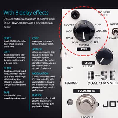 Delay Effect Guitar Pedal LOOPER Function Stereo Effects Dual Channel 8 Delay Modes Multi-effects Pedal image 2