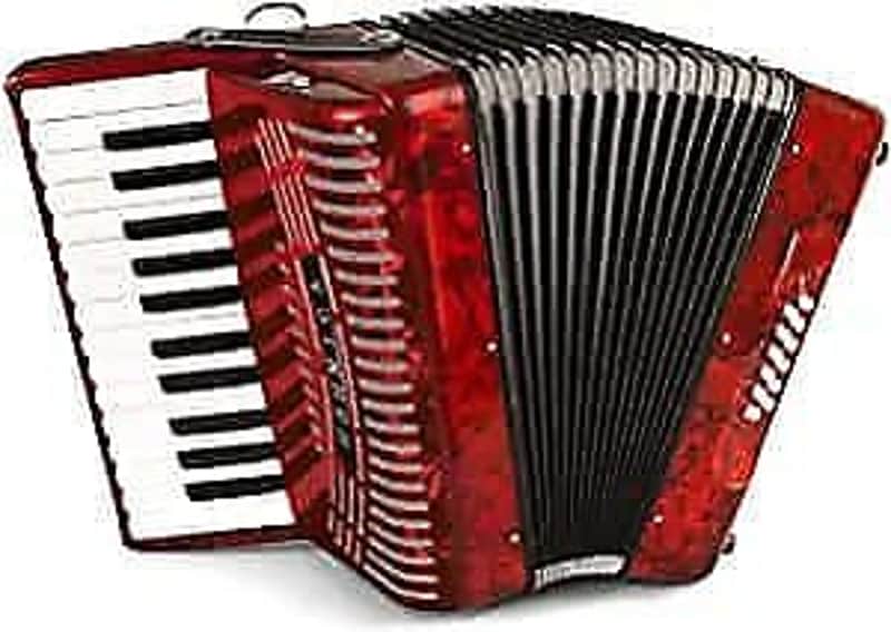 Hohner 1303-Red 12 Bass Entry Level Piano Accordion w/ Gigbag & Strap in Pearl Red Finish image 1