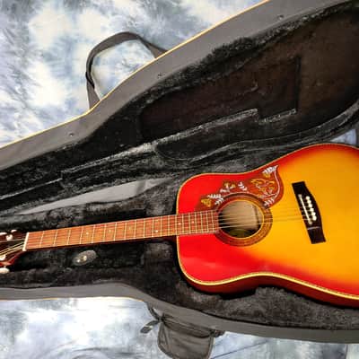Global Vintage 1970's Global Hummingbird Jumbo Acoustic Redburst Pro Setup Original Case image 13
