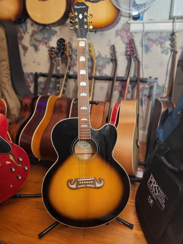 Epiphone J200 Studio Cutaway Acoustic Electric Guitar Sunburst image 1