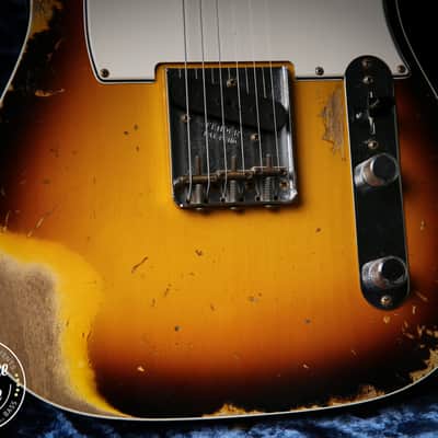 2022 Fender Custom Shop 65' Tele Custom Heavy Relic 3 Tone Sunburst image 9