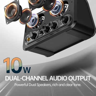Mini Guitar Amp,10W Portable Electric Guitar Amplifier with Clean & Overdrive Channel,Reverb,Bluetooth Small Guitar Amp for Practice (Black-Orange) image 3