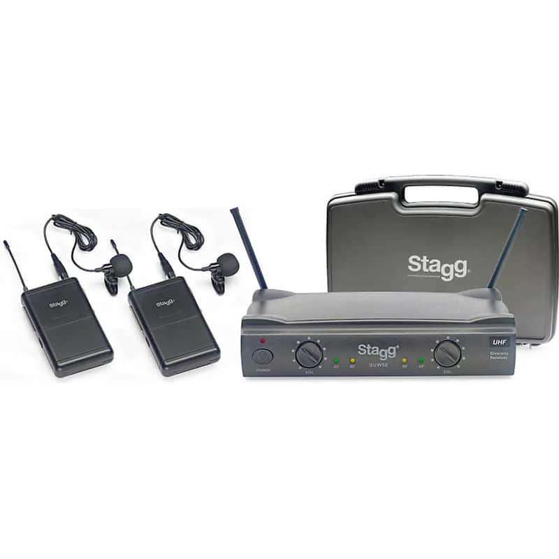 Stagg SUW-50-LL-FH-UK-UHF Wireless Lavalier Microphone System with 2 Microphones image 1