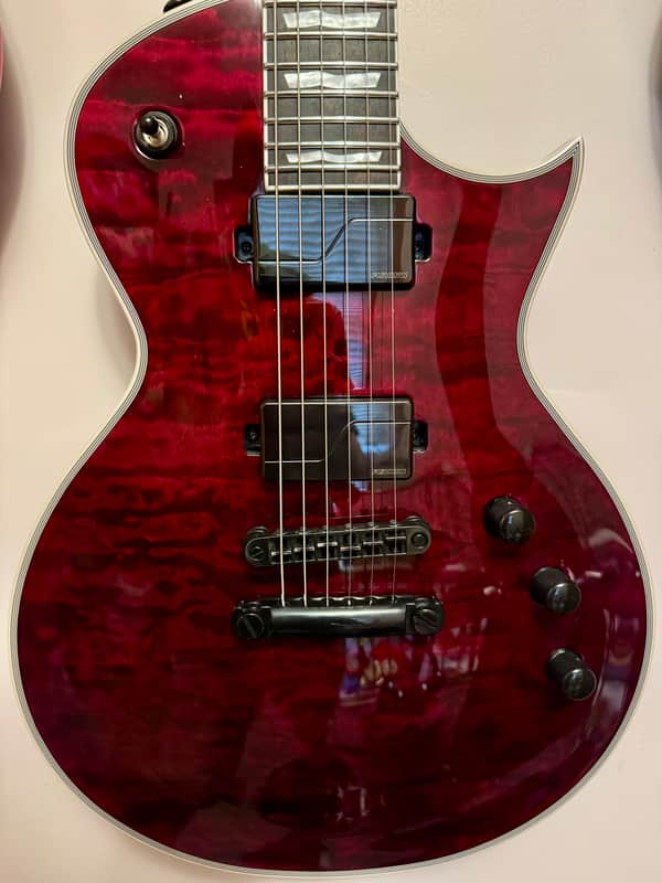 ESP LTD EC-1000QM Electric Guitar - See Thru Black Cherry REPAIRED NECK DAMAGED FRONT HEADSTOCK image 1