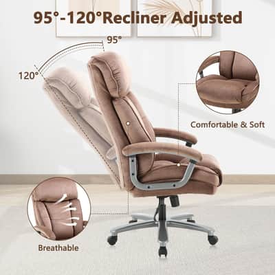 800lb Heavy Duty Studio Producer Chair – Big and Tall High Back Recording Desk Chair, Fabric Executive Mixing Seat – Brown image 5