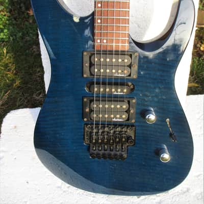 Jackson Performer Guitar, 1996, Japan, Blue See-Thru Flame Maple Top, Gig Bag image 3