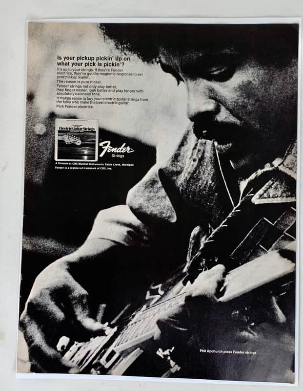 1973 Fender Promotional Advertisement Guitar Strings Phil Upchurch image 1
