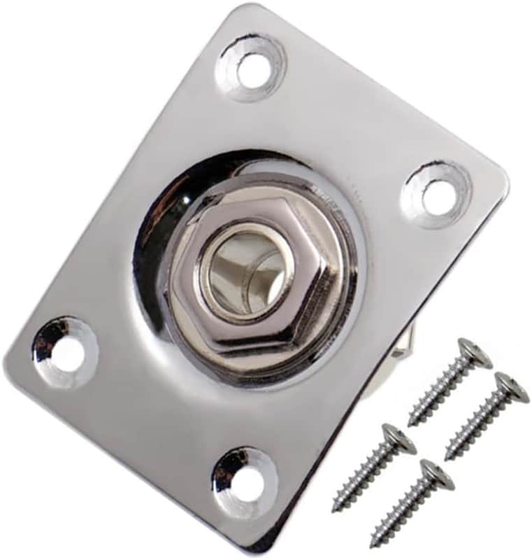 JD.Moon Square Metal 1/4 Output Jack Plate Input Jack Socket for Electric Guitar Bass (Chrome) image 1