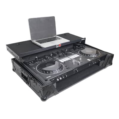 Pro X ATA Flight Style Road Case For Pioneer DDJ-REV5 DJ Controller with Laptop Shelf 1U Rack Space Wheels and LED Black Finish image 5
