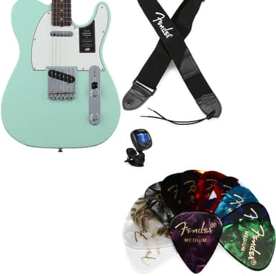 Fender American Vintage II 1963 Telecaster Electric Guitar - Surf Green  Bundle with Fender 2" Polyester Logo Strap - Black with White Logo... (4 Items) image 1