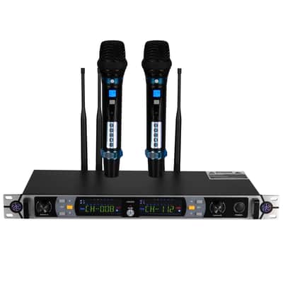 PSG AUDIO UGX20II Black Wireless Microphone System, 2-Channel UHF Wireless Mic, Fixed Frequency Metal Cordless Mic Dynamic Microphones, 250ft Range, Microphone for Singing, Church (Designed in USA) image 1