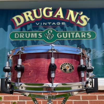 Bison Drum Company 5.5x14 Snare Drum Transparent Red Sparkle image 8