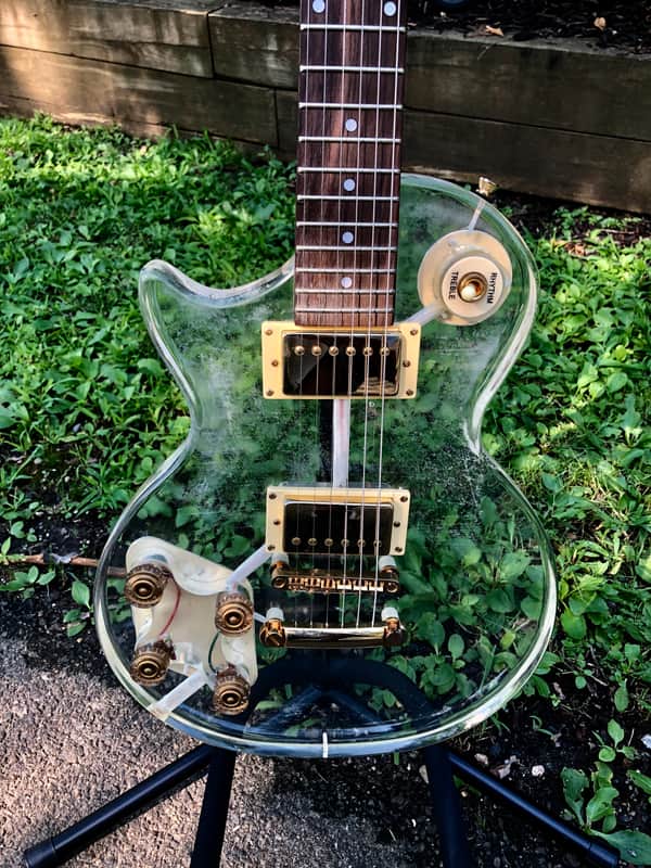 Galveston Left Handed / Lefty single cut guitar See Through Lucite Acrylic w/ fitted Hardshell Case image 1