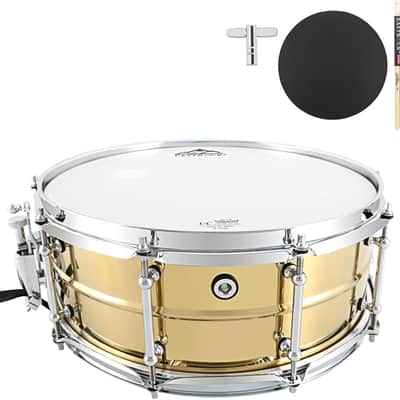 Snare Drum 14 X5.5 Inches Professional Snares for Drummer, Adult, Advanced Drum Set Snare Drums (Brass Color) image 1