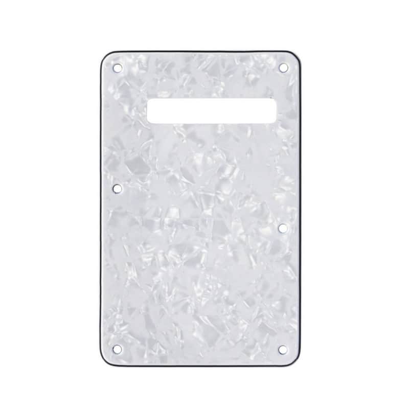 Left Handed Strat Stratocaster Electric Guitar Back Plate Trem Tremolo cover USA MEX FIT - White Pearl image 1
