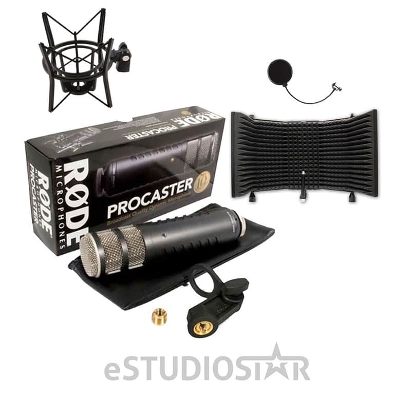 Rode Procaster Dynamic Microphone with XLR Connection with Shock Mount and Microphone Isolation Shield image 1