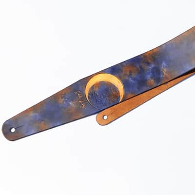burnyblack custom bass,guitar strap - moon 3 brown/darknavy image 9