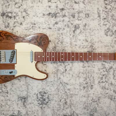 Custom T-Style Floral-carved Walnut, with case, roasted maple neck, Fender hardware, Seymour Duncan pickups 2025 - Gloss (Tru-Oil) image 2