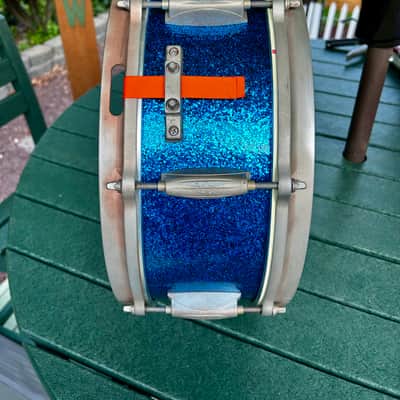 Gretsch 5”x 14” Snare Drum 4157 Repurposed 1960s - Blue Sparkle Wrap image 15
