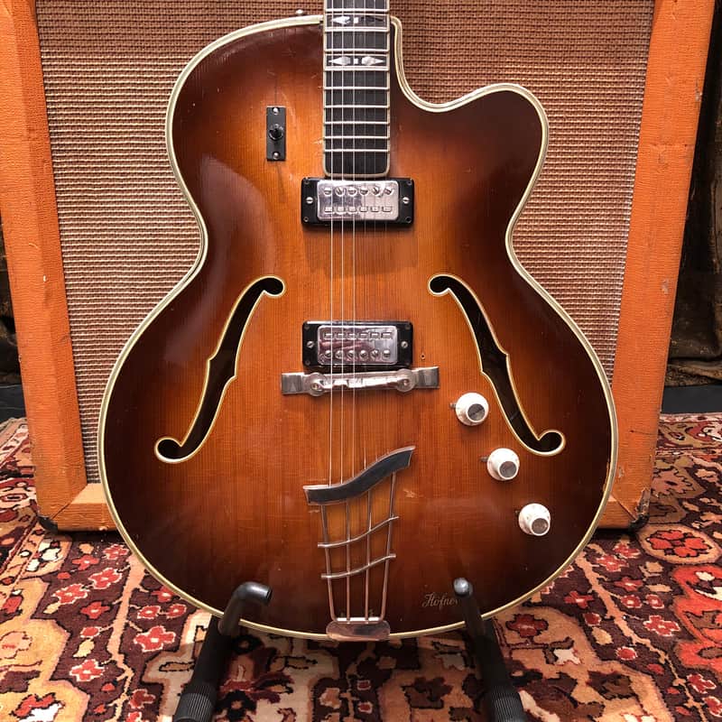 Vintage 1960s Hofner Committee Thinline Brunette Electric Guitar 5.5lbs w/ Case image 1