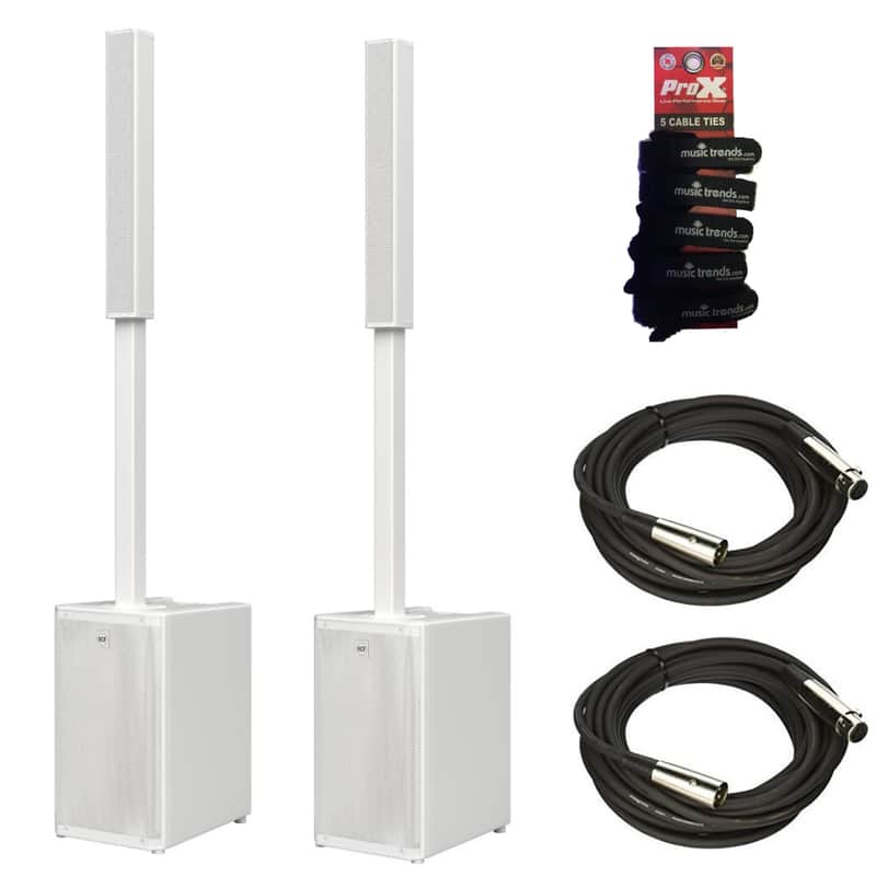 2x RCF EVOX-J9 White Active 2100w 12" Three-way Column Array White + XLR Cables image 1