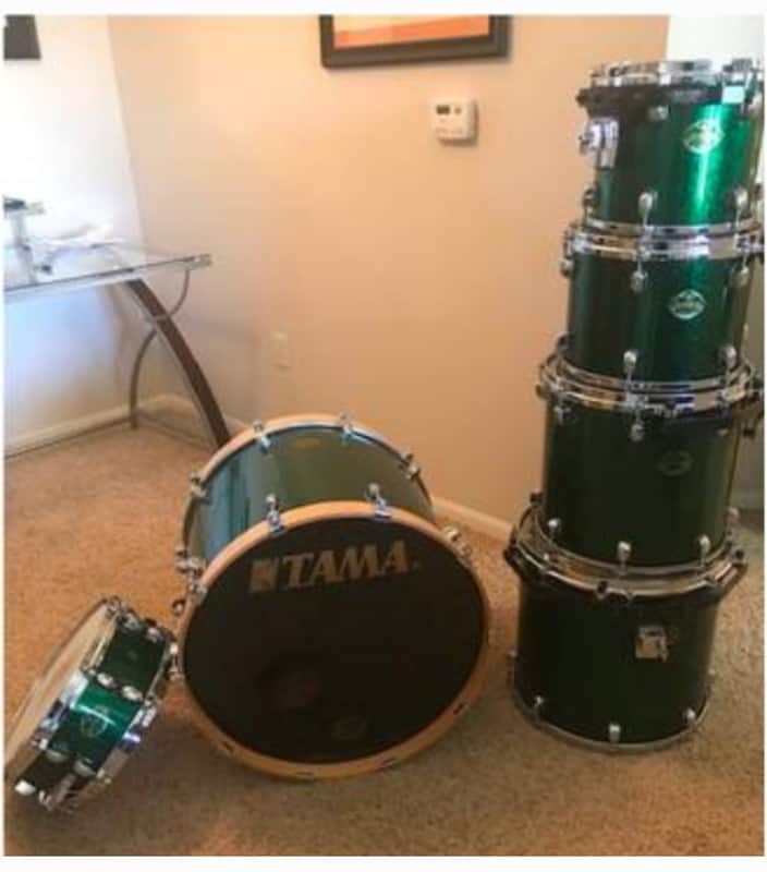 Tama  Starclassic  Maple Green Sparkle Laquer 2000 image 1