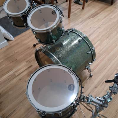 Tama Starclassic Maple 4 Piece Drum Set 1990s - RARE Blue Green Sparkle image 5