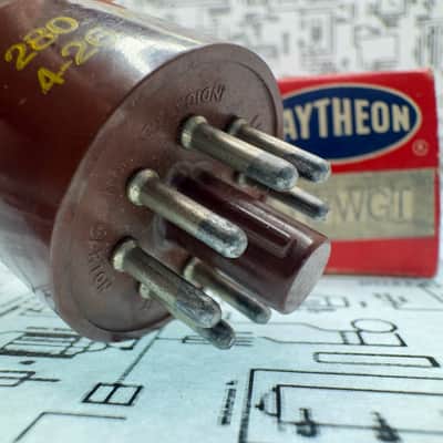 Raytheon 6SN7WGT Tube 1950s Brown Micanol Base Black Plates D-Getter Tested Strong image 8
