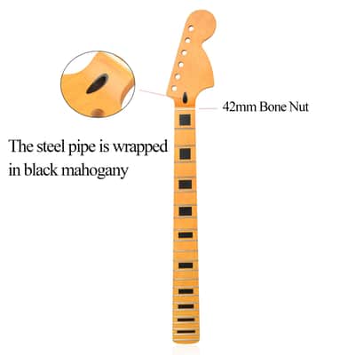 [Light Yellow Matte] 22 Fret Guitar Handle/Fretboard/Neck for ST Style (Large-Headstock, Maple) Peach Wood Tube, price include the import duty for US buyer image 2