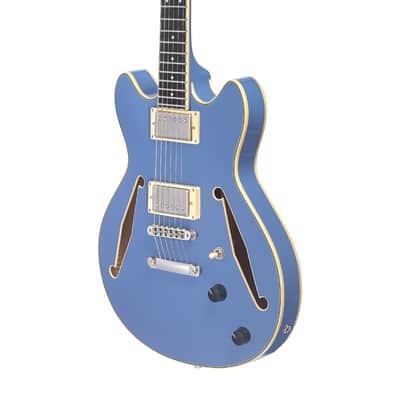 D'Angelico DAEMDCTSLBSNS EXCEL MINI DC TOUR Double Cutaway Semi-Hollow Body 3 Piece Maple/Walnut/Maple Neck 6-String Electric Guitar w/Gig Bag image 3