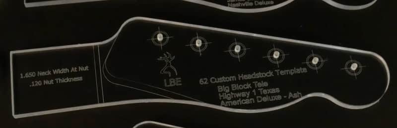 Lone Buck Guitars Fender Telecaster Guitar Acrylic Headstock Template 62 Custom Big Block 2025 - Acrylic image 1