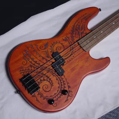 LUNA Tattoo 34" long scale 4-string BASS guitar w/ Case NEW TAT 34 - Laser Etch image 4
