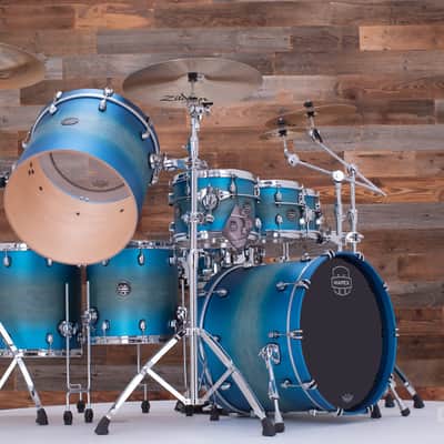 MAPEX SATURN EVOLUTION MAPLE / WALNUT 7 PIECE DRUM KIT, EXOTIC AZURE BURST, SPECIAL SIZES image 7