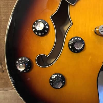 Hagstrom Viking Left Handed Semi Hollow Bass Guitar Tobacco Sunburst Lefty image 8