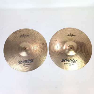 Zildjian 14"Scimitar Hi-Hats Cymbals Set Pair B8 Pre-ZBT Era 1230/1260g Vintage image 1