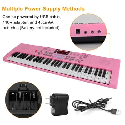 Cxxss 61 Keys Digital Music Electronic Keyboard Electric Musical Piano Instrument Kids Learning Keyboard - Pink image 3