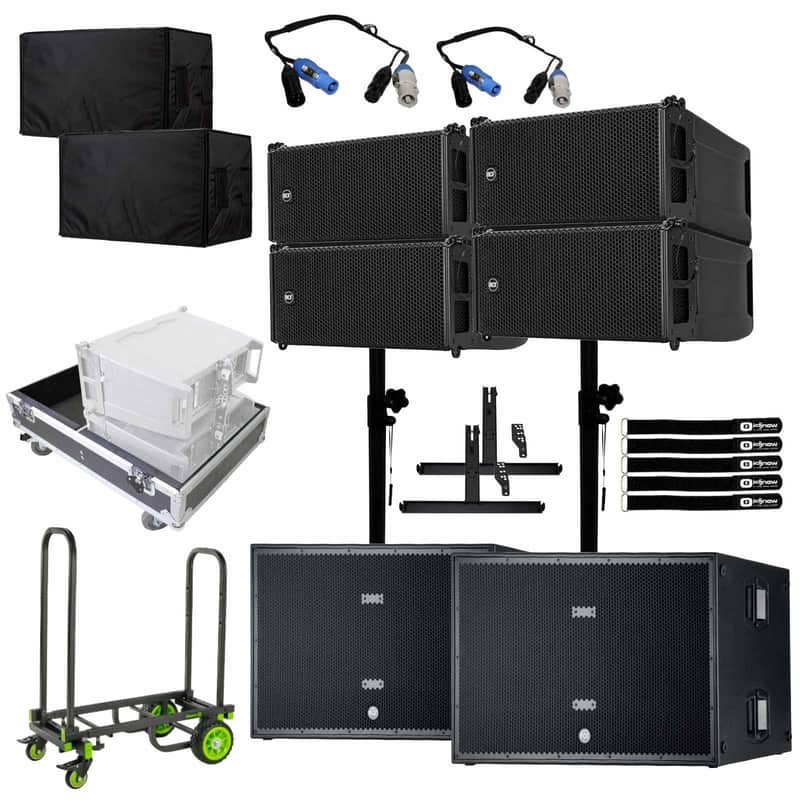RCF HDL6-A Active Line Array Speakers 4 Pack w SUB-8006AS 18" Subwoofers Pk image 1