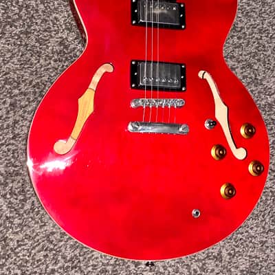 Epiphone The Dot ch  Cherry red electric guitar semi hollow body image 4