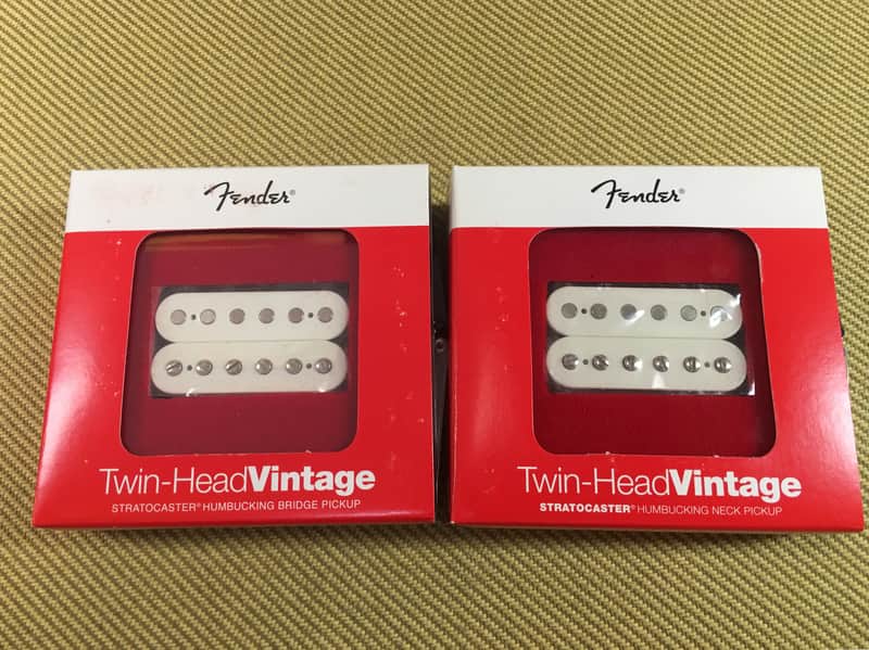 *Fender Twin-Head Vintage Stratocaster Humbucker Pickup Set Parchment image 1